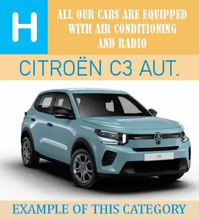 Automatic small car hire Malaga Airport – Group H Citroen C3 Automatic
